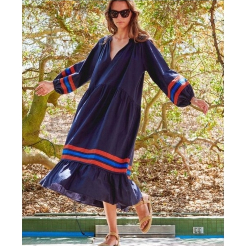 Sundry Cotton Poplin Balloon Sleeve Midi Dress Size 0